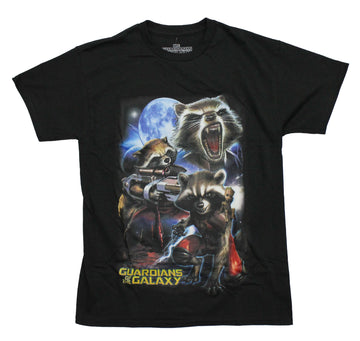 Guardians of the Galaxy Mens T-Shirt - 3 Poses of Rocket Racoon Moon