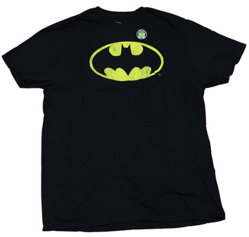 Batman Mens T-Shirt - Distressed Classic Oval Glow in The Dark Logo