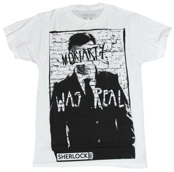 Sherlock (BBC TV Series)  Mens T-Shirt - Moriarty Was Real Graffiti Brick Wall
