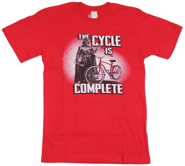 Star Wars  Mens T-Shirt - Darth Vader The Cycle Is Complete Bike Image