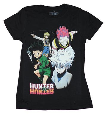 Hunter X Hunter Girls Juniors T-Shirt - Group of Five Over Logo