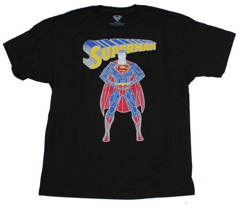 Superman DC Comics Mens T-Shirt - Stylized Lined Supes Under Logo