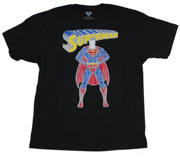 Superman DC Comics Mens T-Shirt - Stylized Lined Supes Under Logo