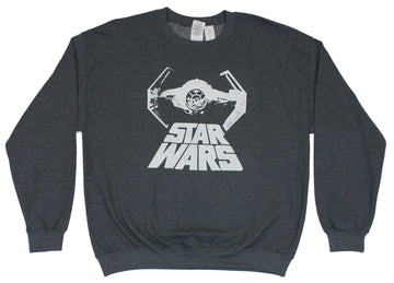 Star Wars Crewneck Sweatshirt -Darth Vader's White Tie Fighter and Word Logo