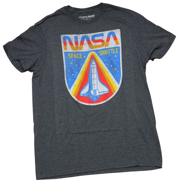 NASA Mens T-Shirt - Distressed Space Shuttle Patch Image