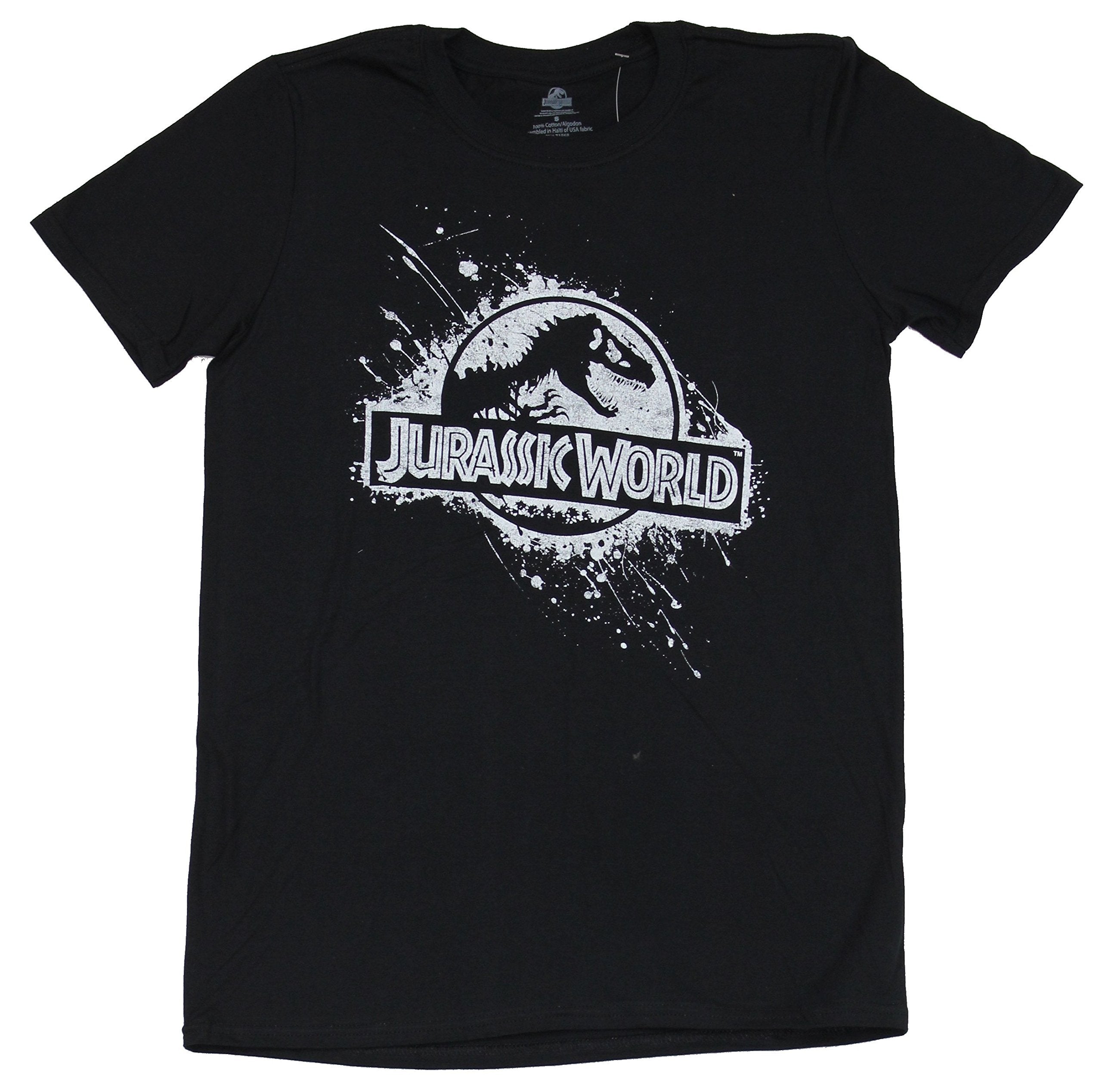 Jurassic Park World Mens T-Shirt - Distressed Splattery World Circle Logo