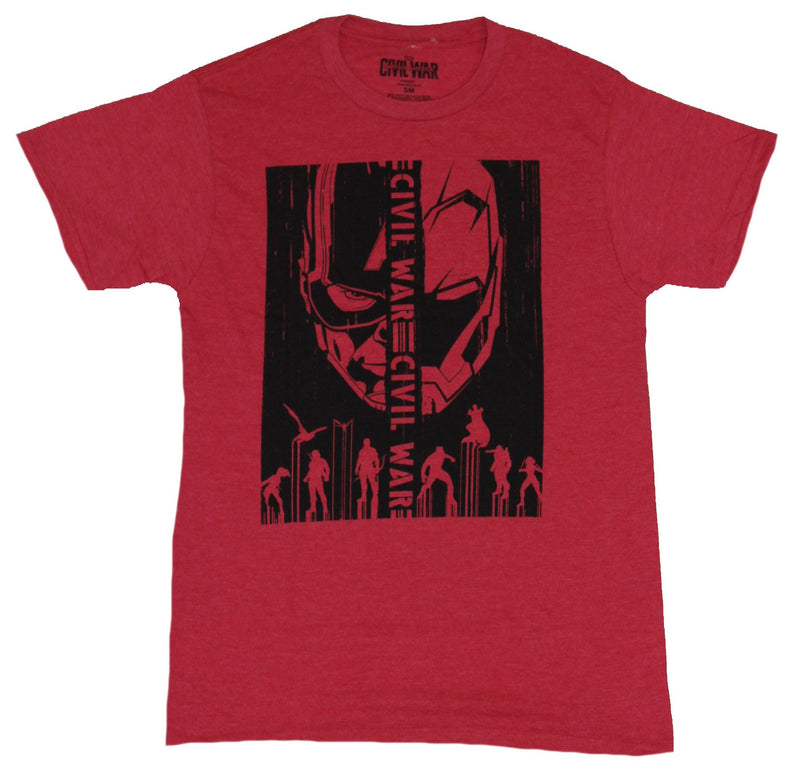 Captain America (Marvel) Mens T-Shirt  - Civil War 2 Part Face Box Over Charac