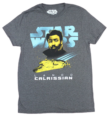 Star Wars Mens T-Shirt - Lando Yellow Print Over Falcon