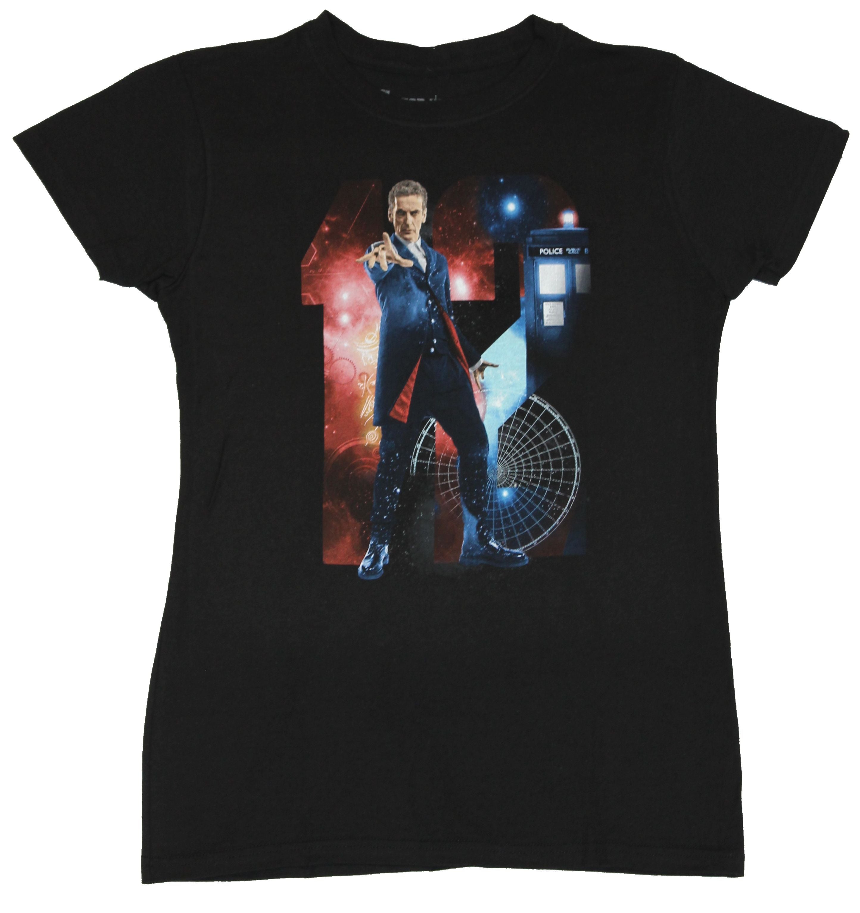 Doctor Who Girls Juniors T-Shirt - 12 Doctor full Color Collage 12