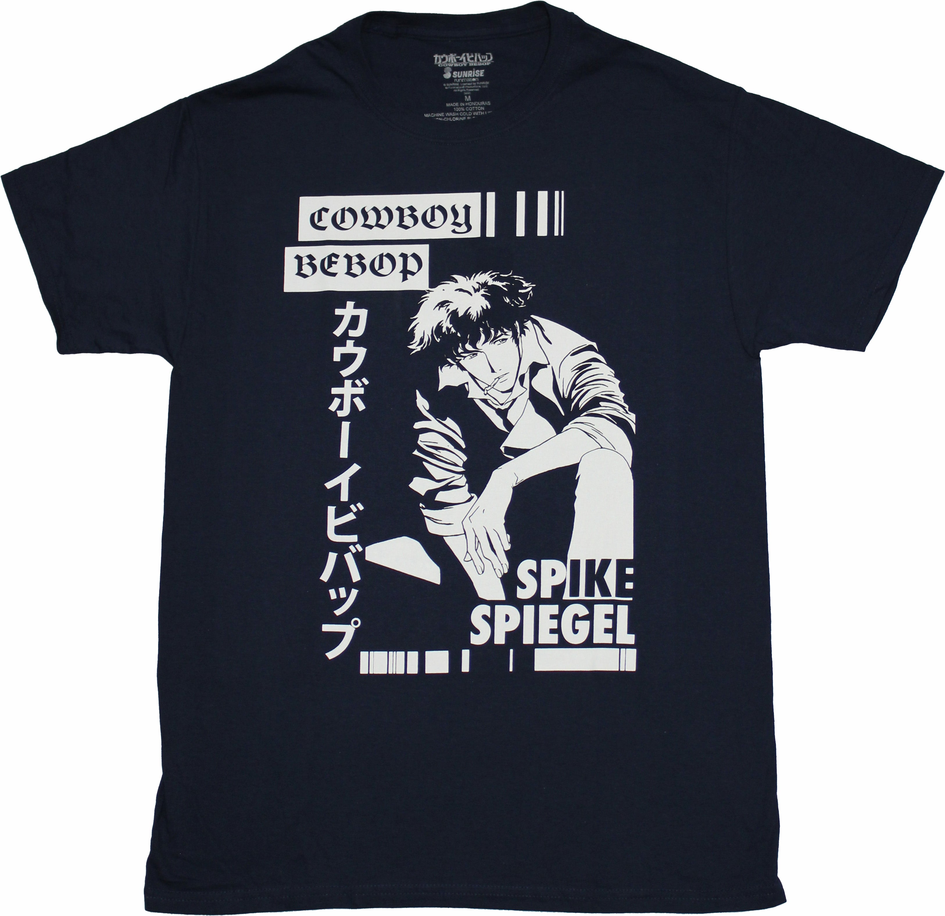 Cowboy Bebop Mens T-Shirt - Gothic Style Logo Kanji Spike