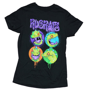 Rugrats Mens T-Shirt - Reptar Dripping Sprayed Circle Heads Image