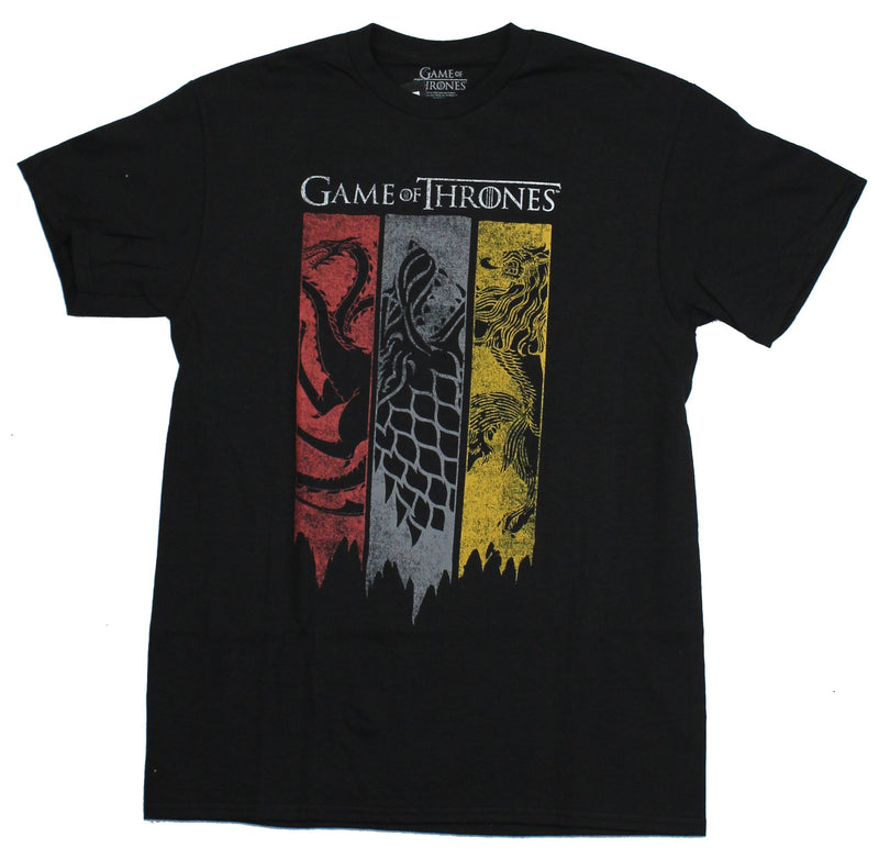 Game of Thrones Mens T-Shirt - Tattered Banners Stark Targaryen Lannister - Inmyparentsbasement.com