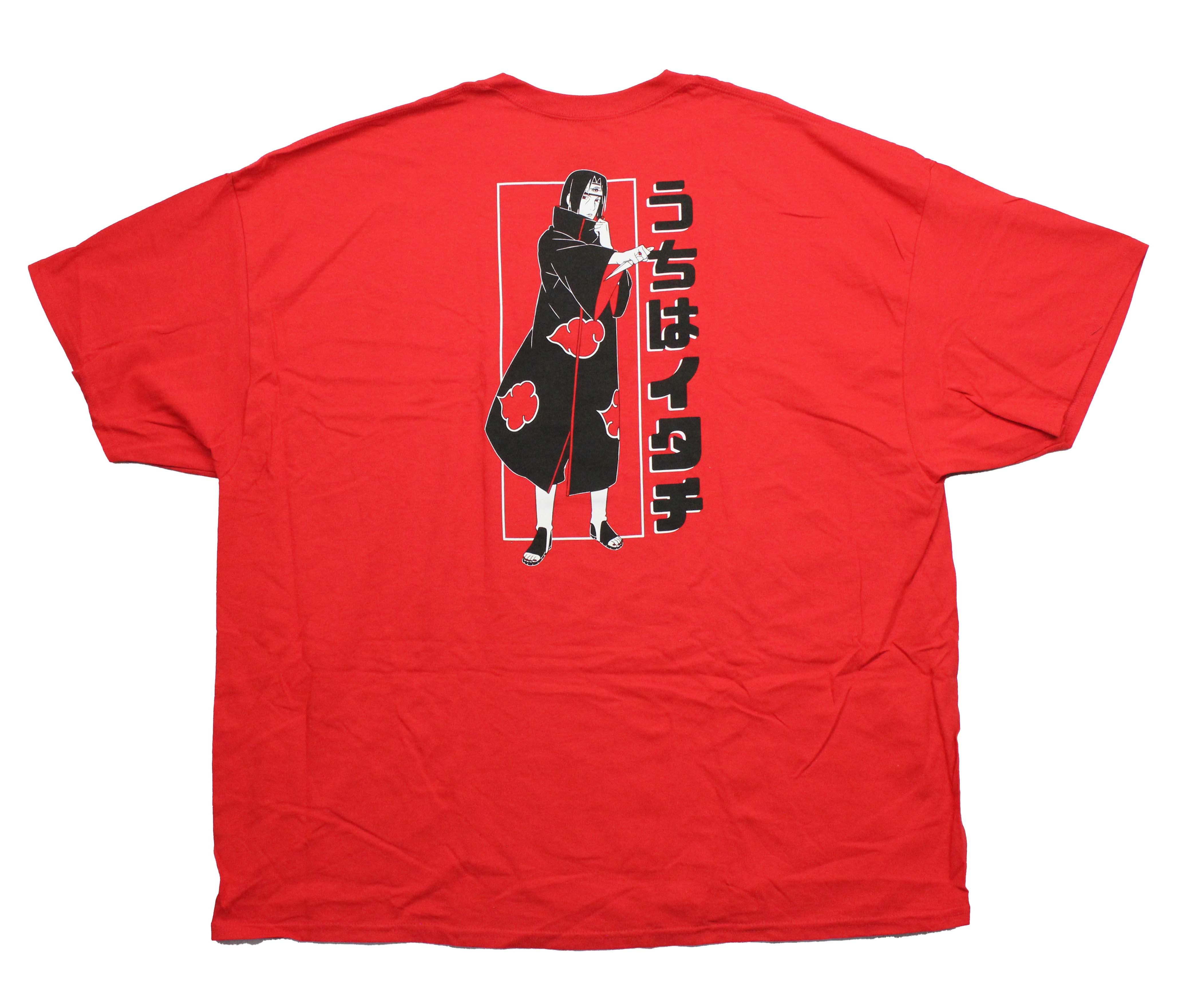 Naruto Shippuden Mens T-Shirt - Lapel Logo Itachi Uchiha Image on Back