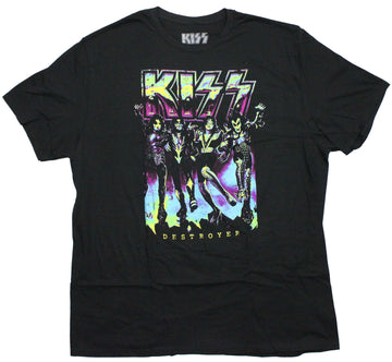 Kiss Band Mens T-Shirt - Neon Flourescent Destroyer Cast Image