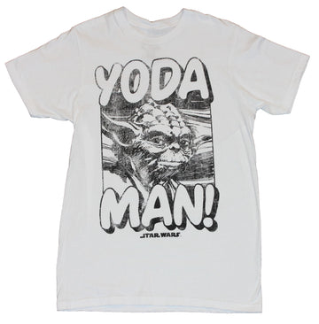 Star Wars Mens T-Shirt - "Yoda Man!" Black and White Photo Image