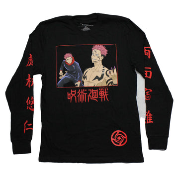Jujustu Kaisen Longsleeve Mens T-Shirt - Yuji Itadori and Ryomen Sukuna Graphic