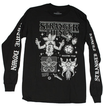 Stranger Things Mens Long Sleeve T-Shirt -Hellfire Club Symbols
