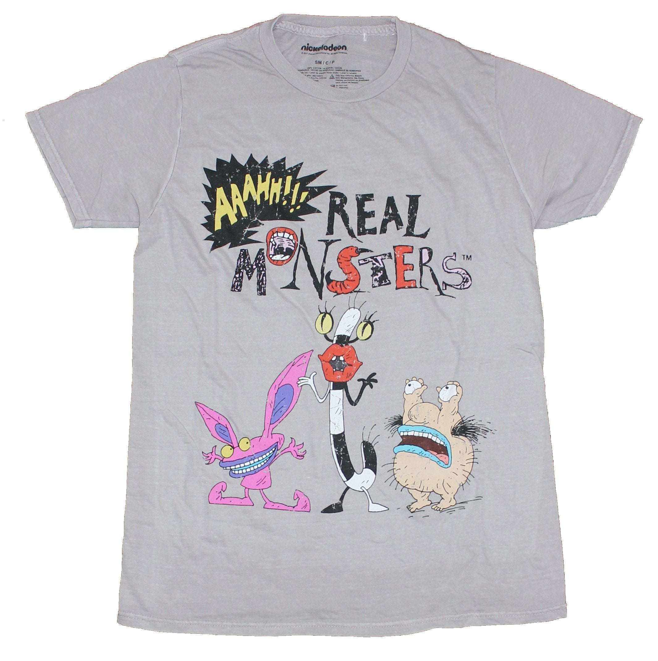 Aaahh!! Real Monsters Mens T-Shirt - Real Monsters Characters Under Logo
