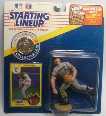 1991 Starting Lineup Baseball Pittsburg Pirates Doug Drabek With Collector Coin