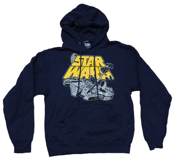 Star Wars Mens Pullover Hoodie - Millennium Falcon Racing Trough Logo