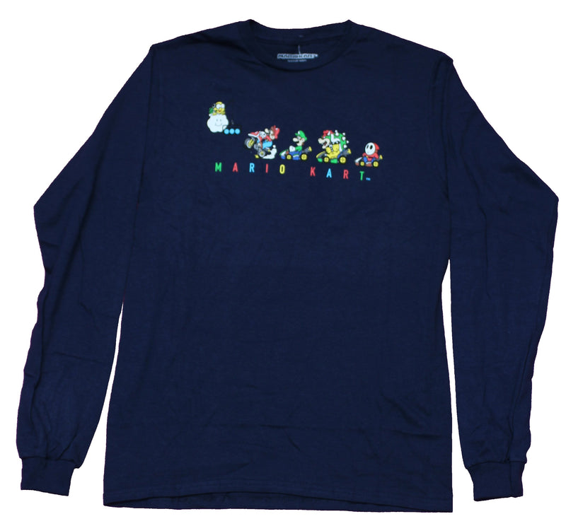 Mario Kart  Mens Long Sleeve T-Shirt - 4 Rider Line Up Over Logo Image