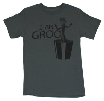 Guardians of the Galaxy Mens T-Shirt - "I AM GROOT!" Side Pot Drawing Image