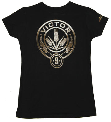 Hunger Games Juniors Girls T-Shirt - District 9 Victor Triple Wheat Stalk Image
