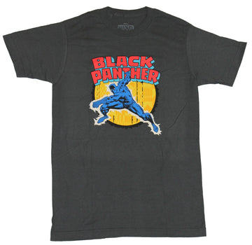 Black Panther (Marvel Comics) Mens T-Shirt - Punching Yellow Circle Image