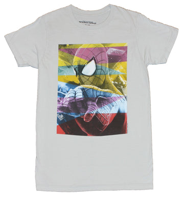 Spider-Man (Marvel Comics) Mens T-Shirt - Pastel Swathes Across Shooting Image