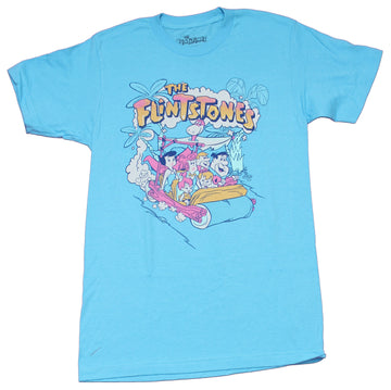 The Flintstones Mens T-Shirt - Fred Barney Betty Wilma Packed Car Image
