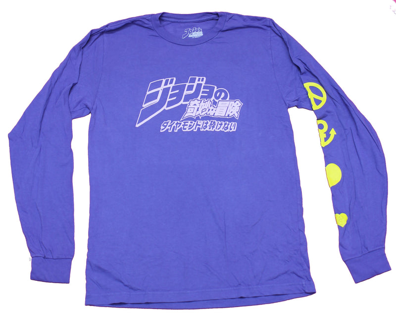 Jojo's Bizarre Adventure Mens Long Sleeve  T-Shirt -  Kanji Front Poses Back