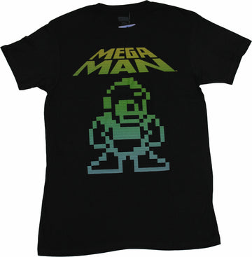 Mega Man Mens T-Shirt - 8-Bit Rainbow Lined Image