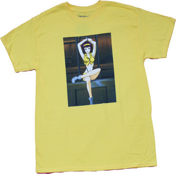 Cowboy Bebop Mens T-Shirt - Faye Bound Sitting Image  Yellow