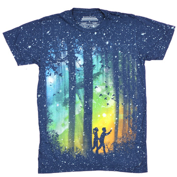 Designed By Humans Mens T-Shirt - Forest Firefly Spacey Exploration Image