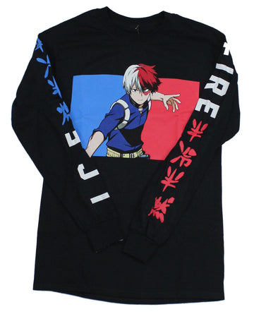 My Hero Academia Long Sleeve Mens  T-Shirt -  Todoroki Fire & Ice Sleeves