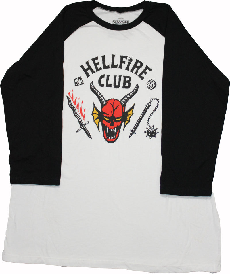 Stranger Things Mens Raglan T-Shirt - Hellfire Club Logo Image - Inmyparentsbasement.com