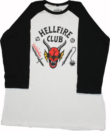 Stranger Things Mens Raglan T-Shirt - Hellfire Club Logo Image