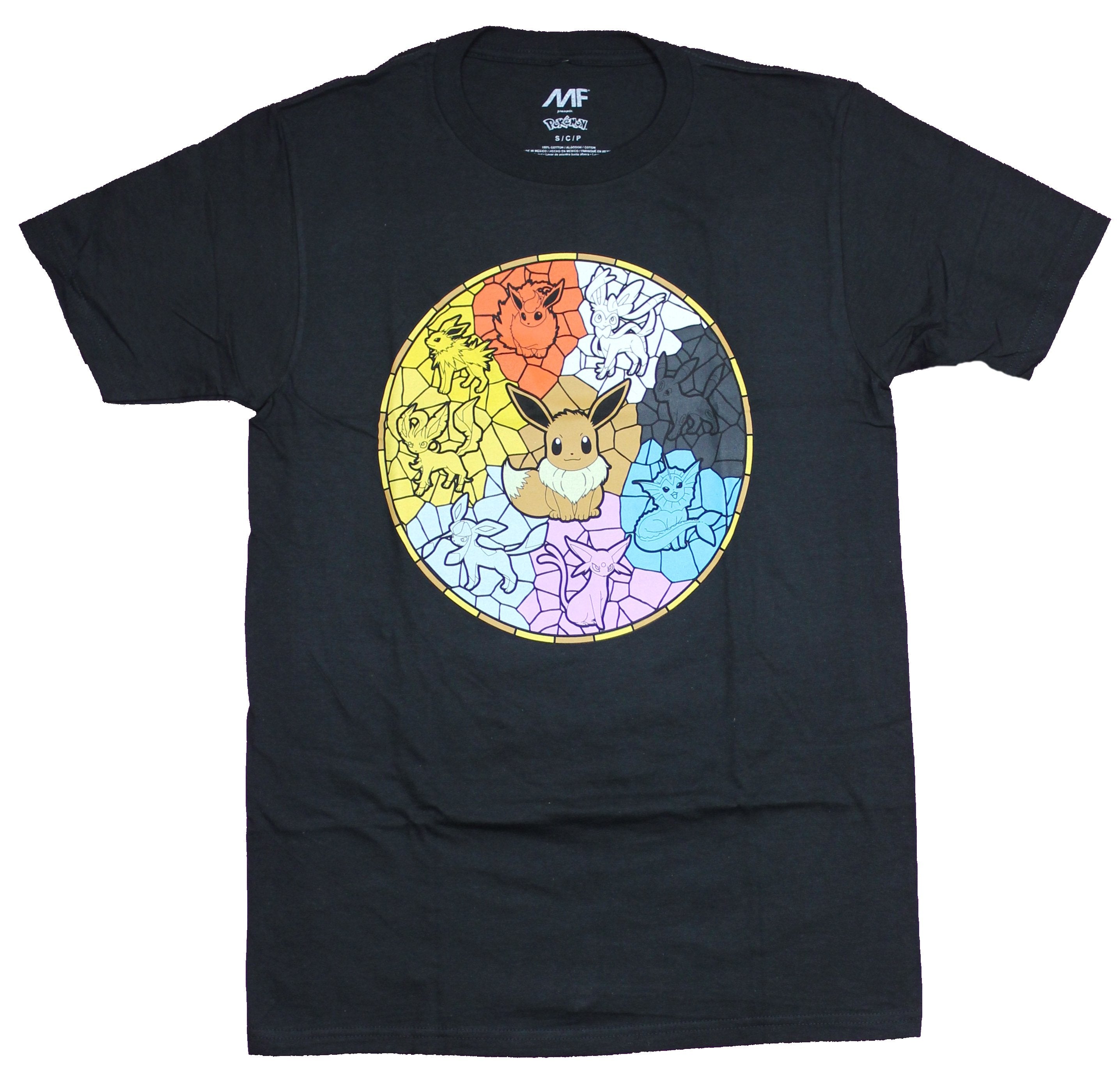Pokemon Mens  T-Shirt - Eevee Stained Glass Evolutions Image