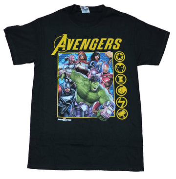 Avengers Mens T-Shirt - Gamerverse Boxed Attacking Heroes Image