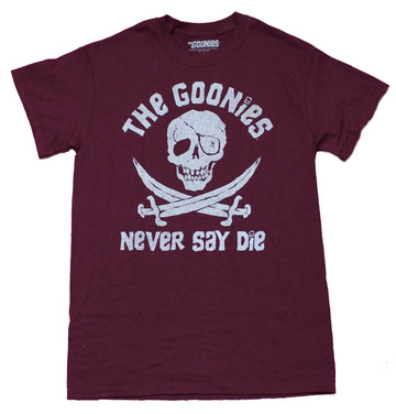 The Goonies Mens T-Shirt - Never Say Die Skull & Swords Image