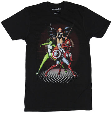 Marvel Comics Mens T-Shirt - The Ladies of Marvel Bishouji Style Battle Ready