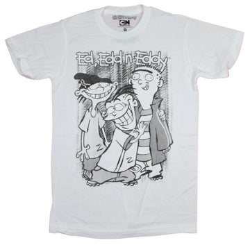 Ed Edd & Eddy Mens T-Shirt - Black & White Smiling Trio