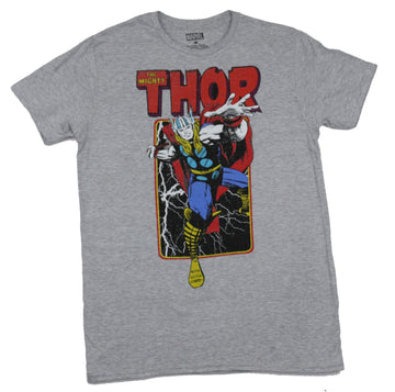 Thor (Marvel Comics) Mens T-Shirt - Old School Distressed Thor Box Under Name