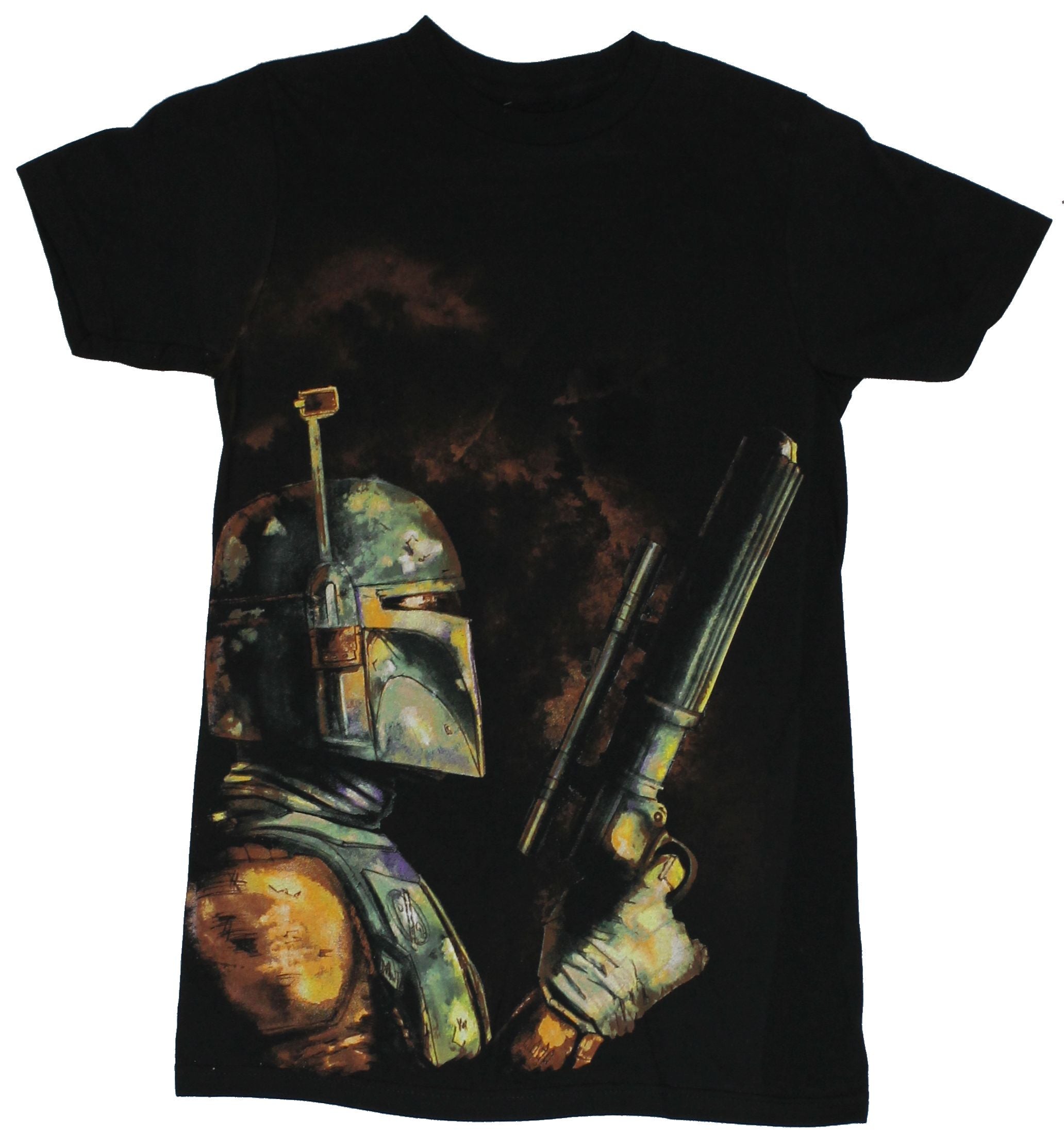 Star Wars Mens T-Shirt - Boba Fett Large Gun Pose Image