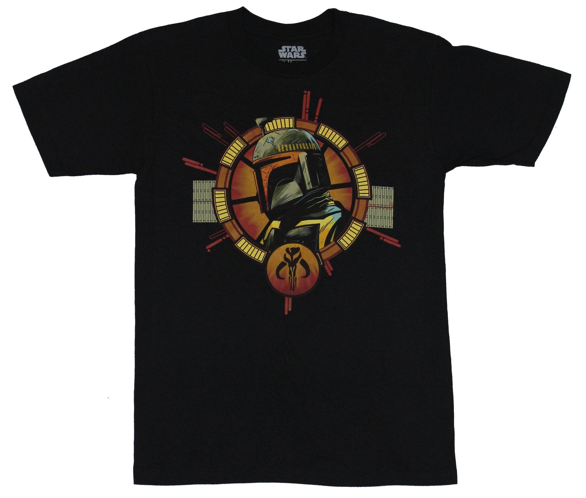 Star Wars Mens T-Shirt - Boba Fett Side Image Art Circle Image