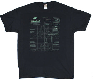 Star Fox Mens T-Shirt - Starfox Arwing Schematics Image