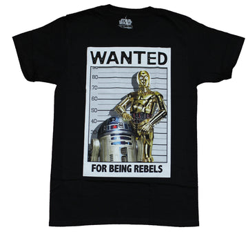 Star Wars Mens T-Shirt - Wanted For Being Rebels C-3PO & R2-D2