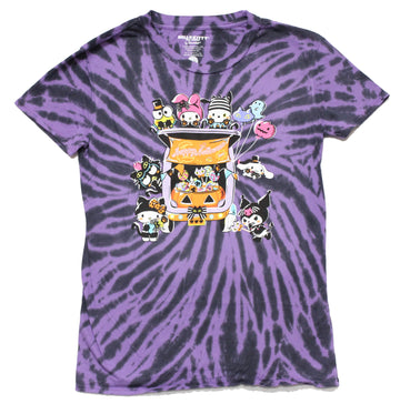 Hello Kitty Mens T-Shirt - Happy Halloween Purple Tie Dye