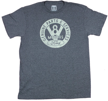 Ford Motors Mens T-Shirt  - Genuine Parts & Service Distressed V-8 logo
