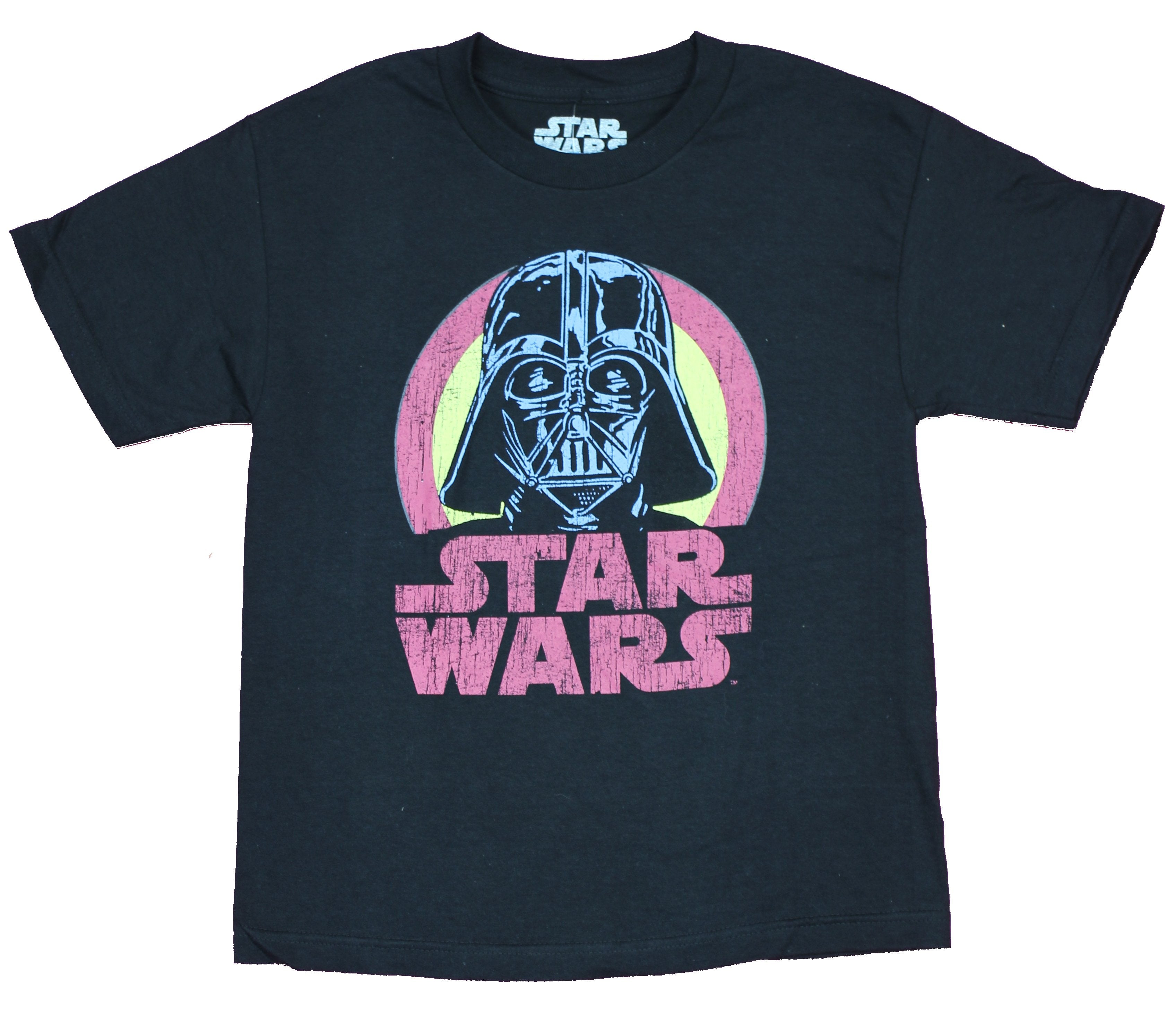 Star Wars Youth T-Shirt - Darth Vader Distressed Red Yellow Circle Logo